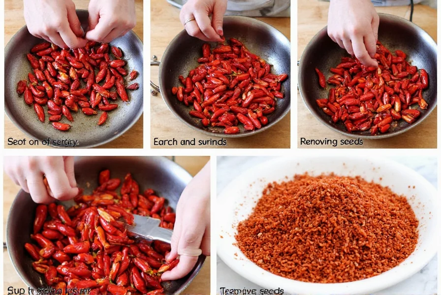 Techniques de préparation des piments secs : torréfaction, retrait des graines et broyage