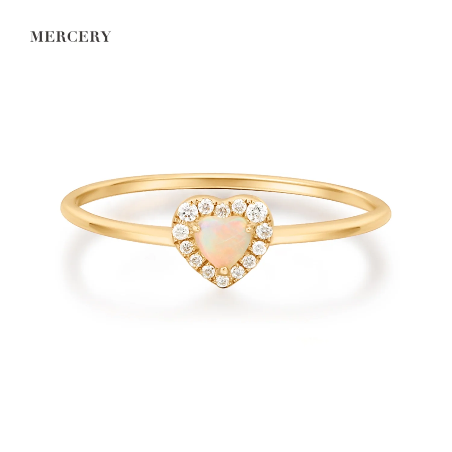 

Mercery Fine Luxury Jewelry Women Forever Love Heart Opal Ring Diamond Heart Ring 14k Solid Gold Ring For Anniversary Gift
