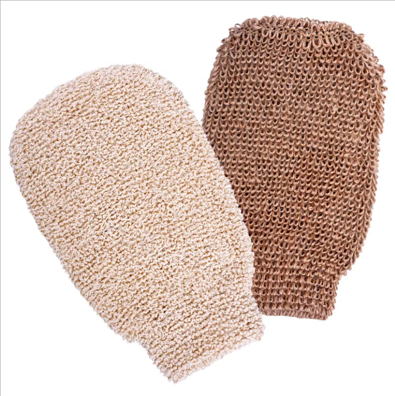 

Hot Selling Hemp Bath Gloves Natural Exfoliating Glove Mitt For Body