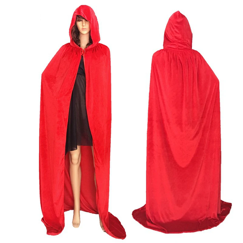 

Unisex Adult Halloween Velvet Cloak with Hood Long Witch For Halloween Cosplay Costumes