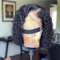 

Indian Short Bob Curly Human Hair Wig Glueless Lace Front Human Hair Wigs Remy Peruvian Curly Lace Front Wigs For Black Women