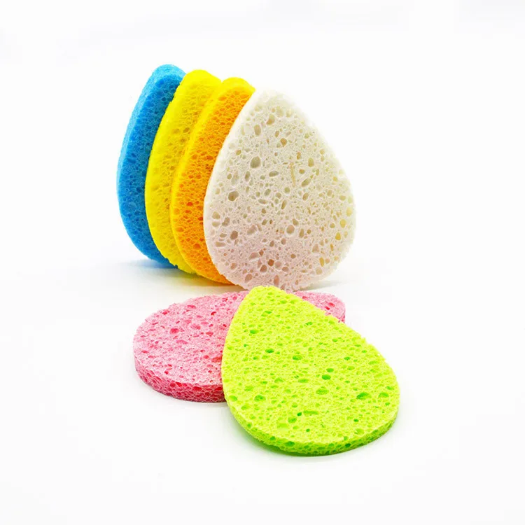 

Factory direct natural plant fiber face cleaning sponge powder wood pulp cotton face cleaning and makeup remover, Multicolor