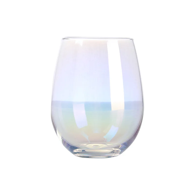 

2020 Amazon Hot Sales Wedding Champagne Colored Electroplated Rainbow Glass Cup, Seven color