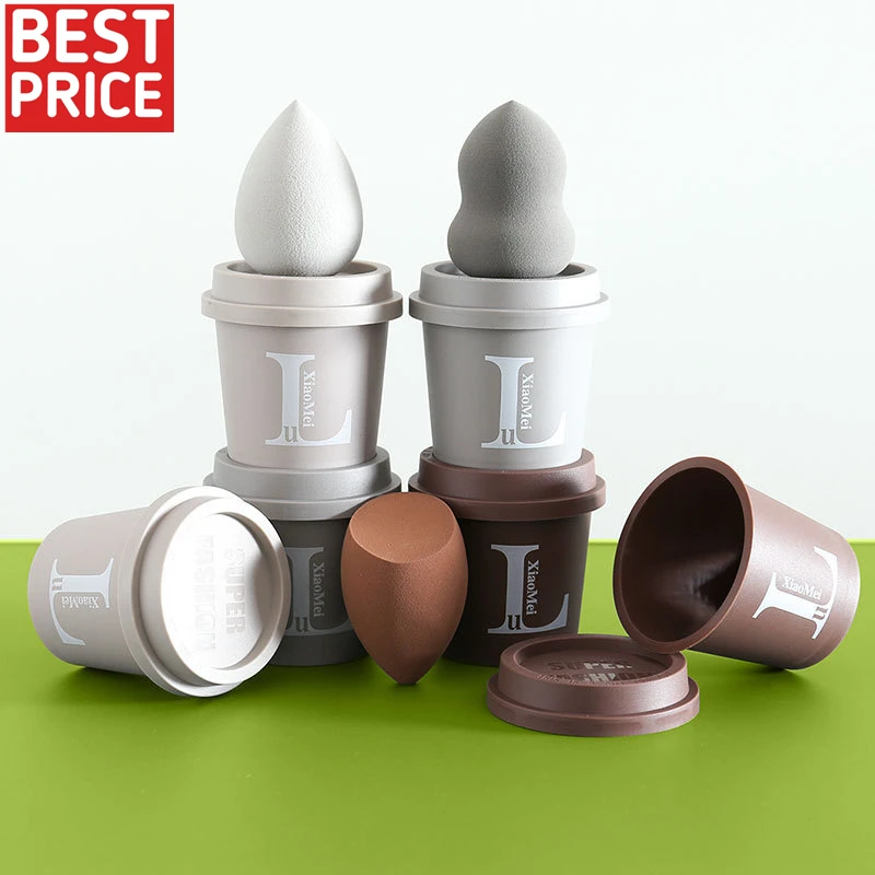 

Makeup Latex Free Foundation Liquid washable facial Makeup Sponge blender Kit with coffee cup shape packing