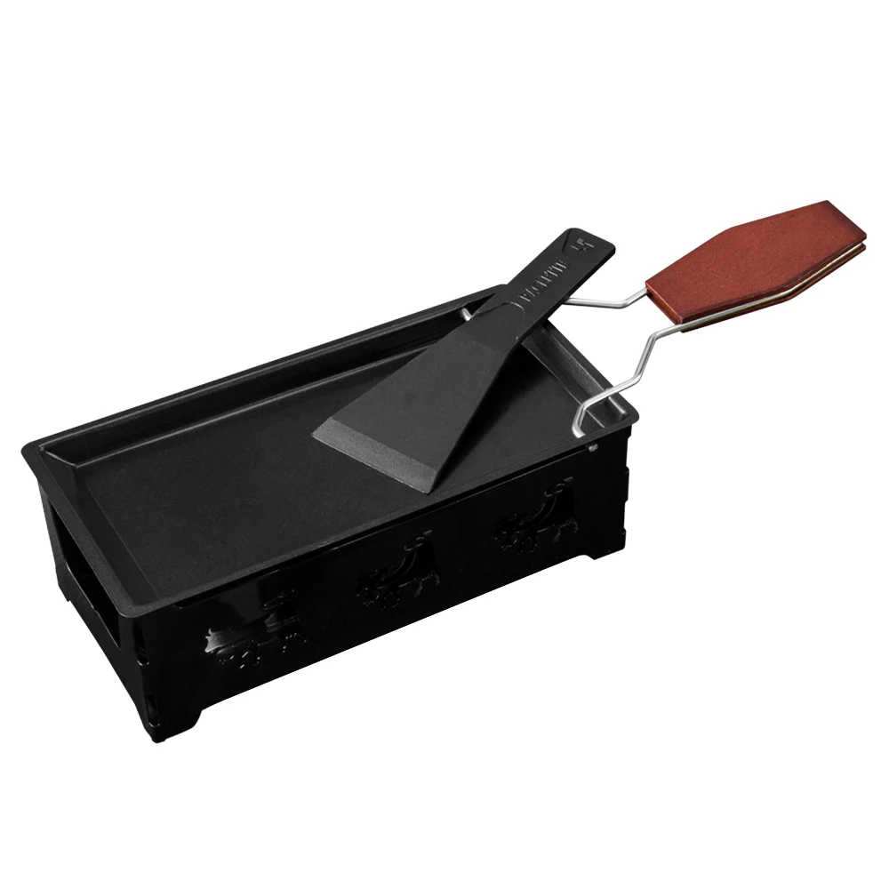 

Non-stick Coating Folding Handle Fast Melting Candle Spatula Pan Chocolate Sugar Grilled Cheese Melt Raclette Cheese Grill, Red, black