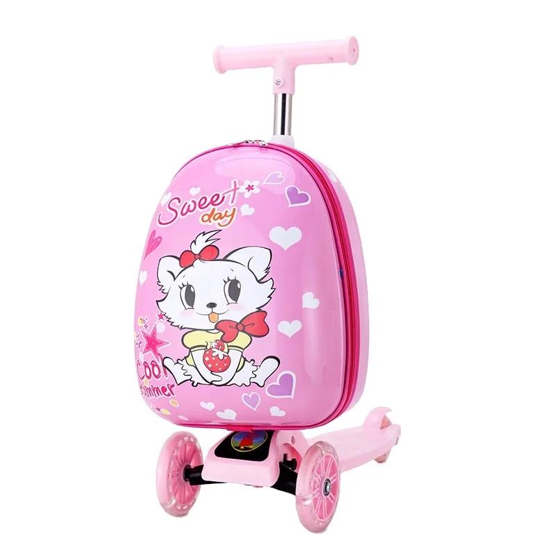 

Fashion 16 Inch Cartoon Luggage Eggshell Kid Trolley Case Skateboard Children Outdoor Suitcase Cute Durable Boarding Case YGX-02, Picture