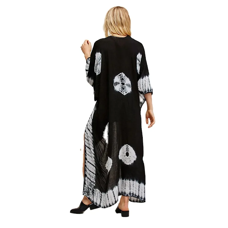 

Ladies Summer Bohemian Printing Rayon Floral Beach Long Maxi Kimonos open abaya long dresses, Picture color or customize