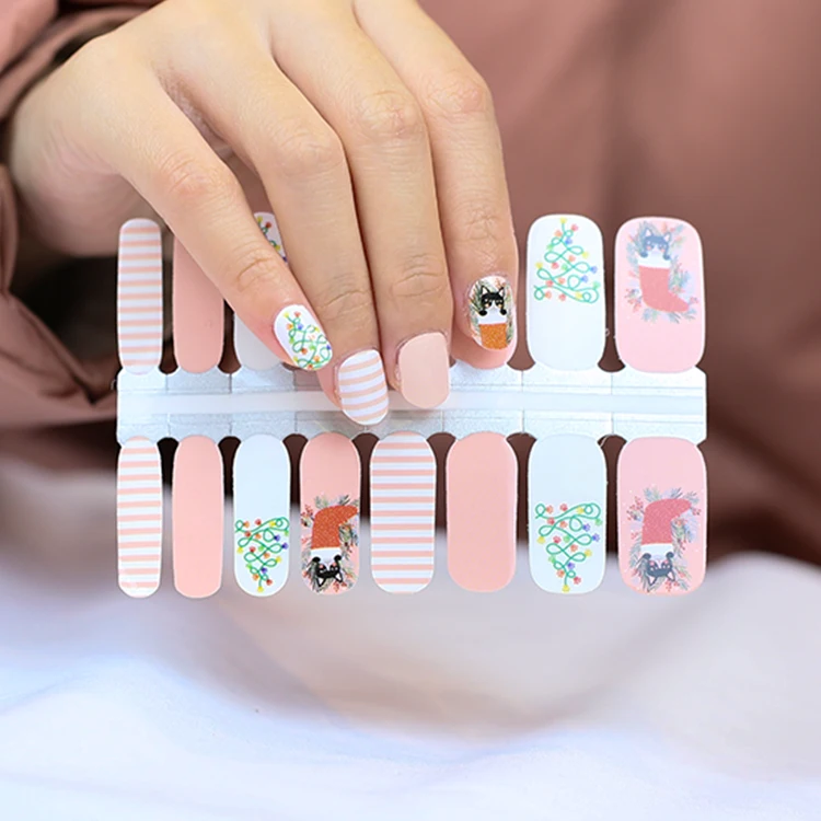 

Christmas nail wraps customized fashion Snowflake nail stickers