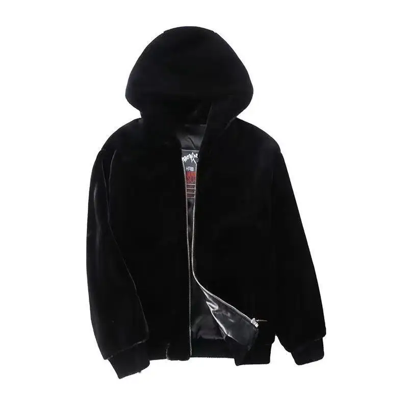 

Factory Mink Faux Fur coat men With hood With Great Price Black Color