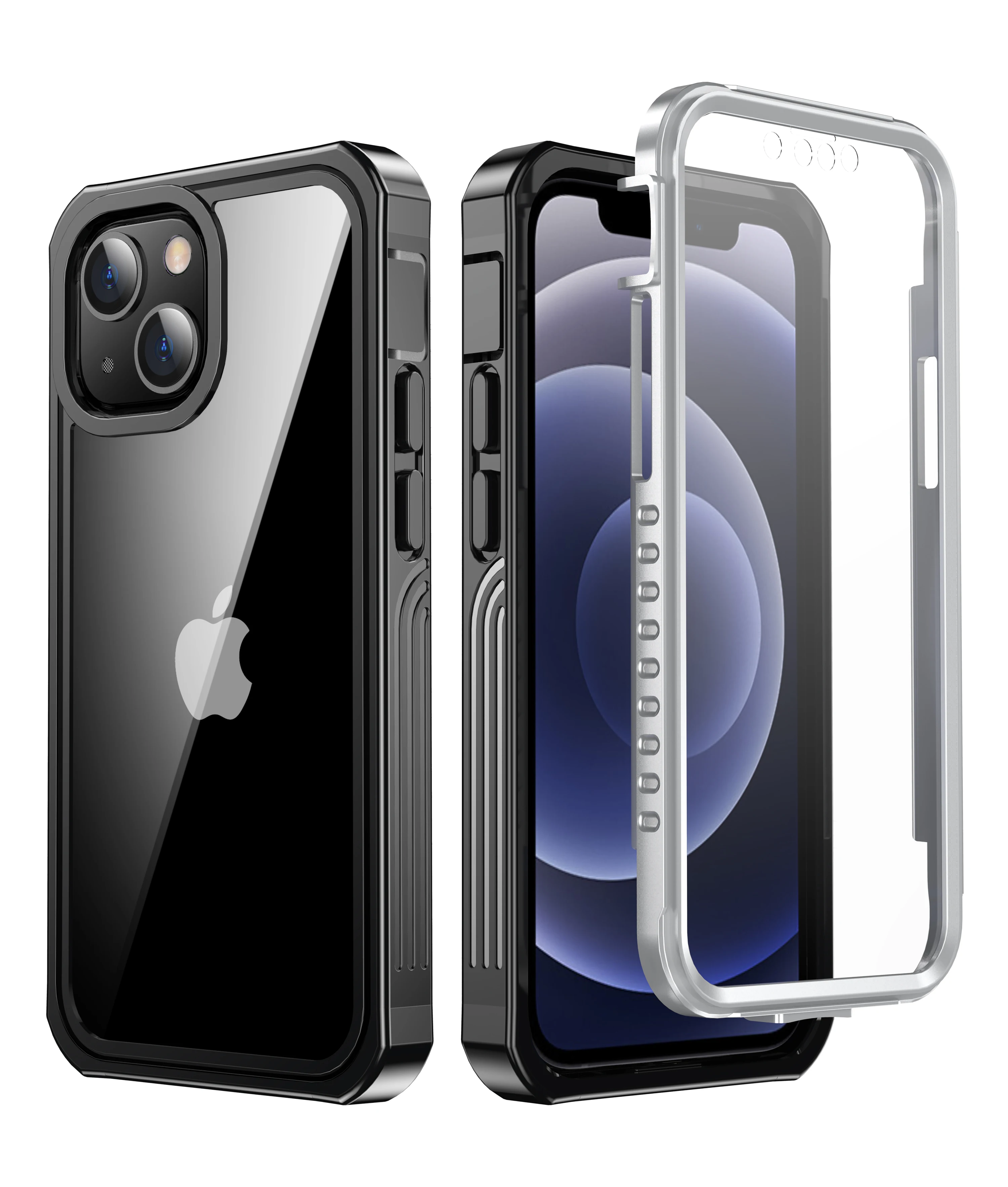 

360 Full body Protective 3 in 1 Shockproof PC+TPU armor case For iPhone 13 12 11 Pro Max Mini Soft Hard Transparent Cover