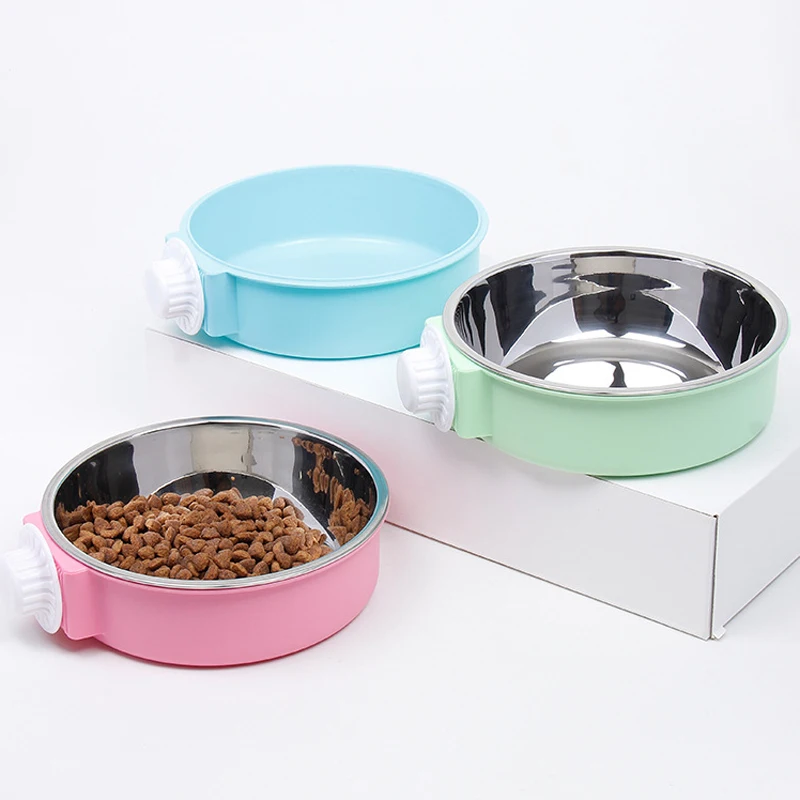 

2 size Portable dog bowl stainless steel pet feeders wholesale dog feeder elevated cat food bowl mountable pet water bowls