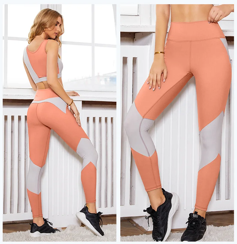 

European and American cross-border sports bra fitness clothes running clothes pants Yoga suit two-piece set