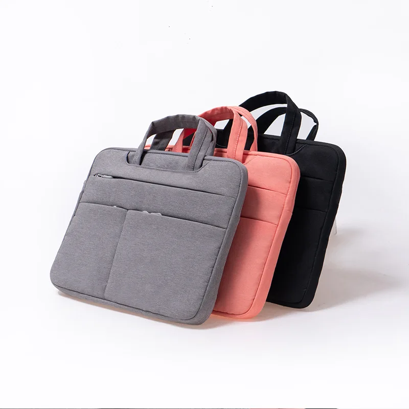 

Custom Designer Nylon Portable Waterproof 13 inch Business Computer Protective Case Office Laptop Bags for Men Women, Black pink gray