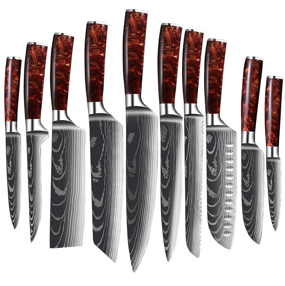 

Custom 5cr15 steel 67-storey Damascus Kitchen Knife Home Kitchen Knife set can be customized logo knife set gift box