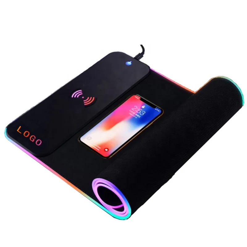 

Large Size 10W QI Wireless Charger Mousepad Gaming Desk Mat Wireless Charging Mouse Pad For Phone, Black