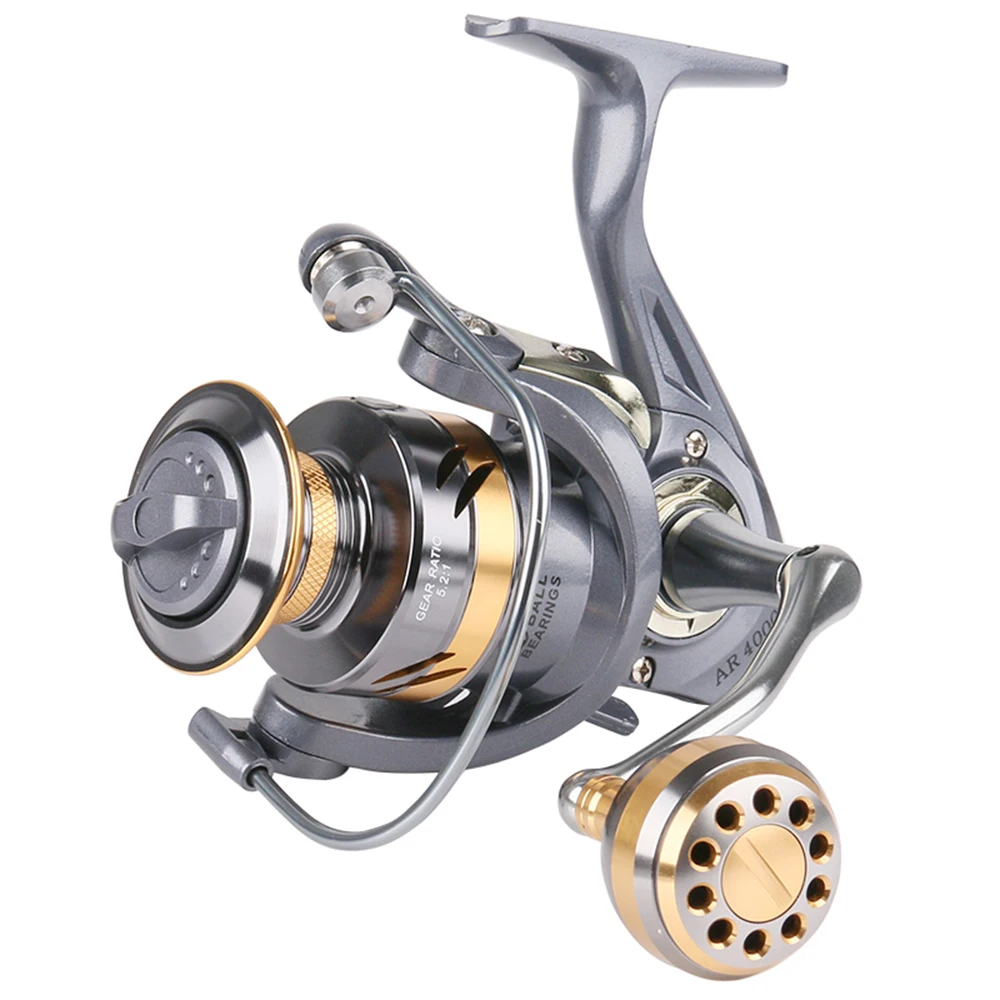 

2021 New 2BB 5.2:1 Metal Spool Spinning Fishing Reel Free Spare Line Cup Spare Spool Left Right Hand Fishing Wheel Former Boat, Silver