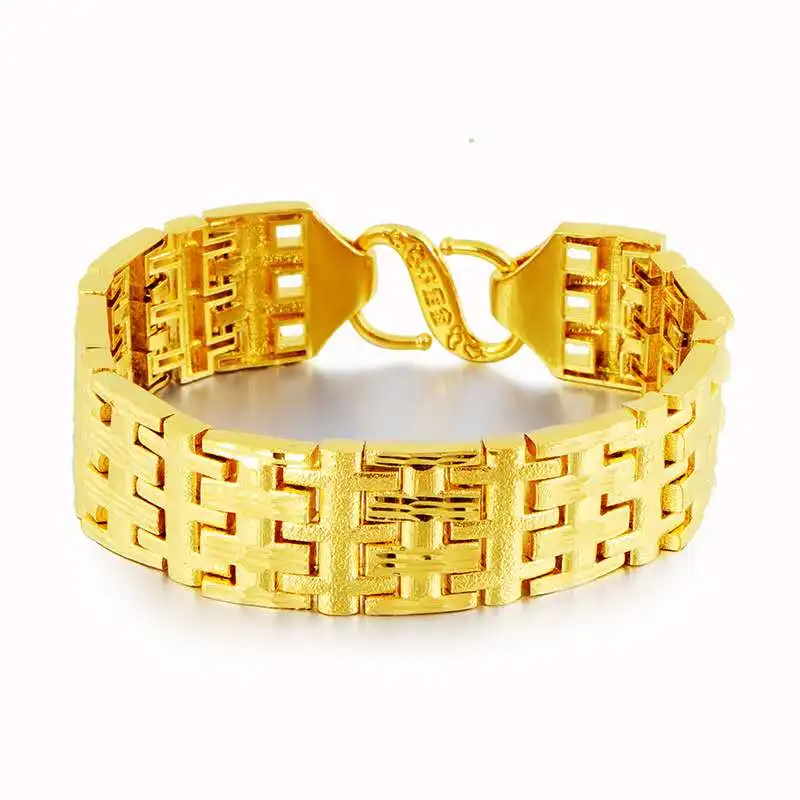 

Jialin jewelry wide 24k18k dubai gold plated bracelet men, luxury designs bracelet men