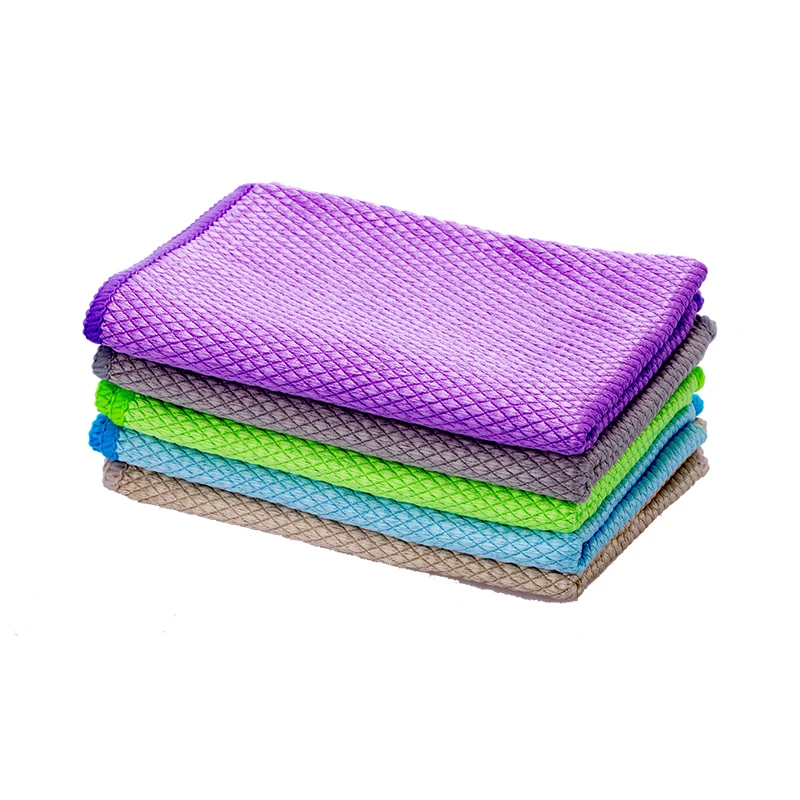 Image of Glass Stain Removing Towel Wiping Rags Microfiber Fish Scale Cleaning Cloth 30x30