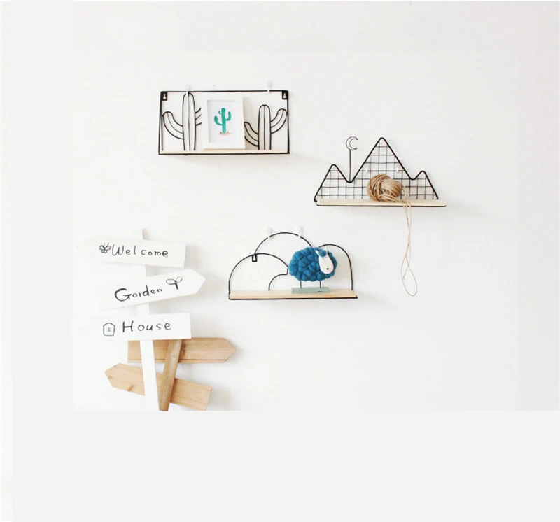 

Nordic Style Metal Decorative Shelf Cactus Mountain Storage Holder Rack Shelves Home wall Decor Potted Ornament Holder Rack