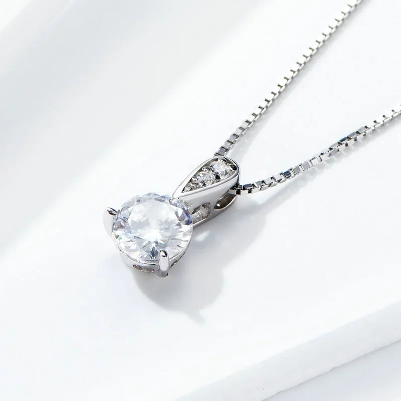 

Wholesale Factory price Customized classic simplicity Clear Cz Radiant Dazzling Jewelry 925 Sterling Silver Women Necklace