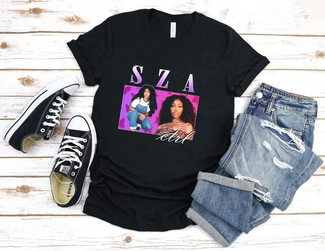 

High Quality Women's T-shirt Soft Cotton T Shirt SZA City Girls Printing Tshirt Women Graphic Tees Oversized Tshirt, Black white gray dark blue red