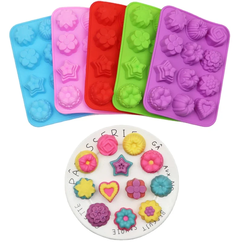 

Silicone Cake Mould DIY handmade soap aroma diffuser mold 12 Silicone Mooncake Moulds with Different Flower Shapes