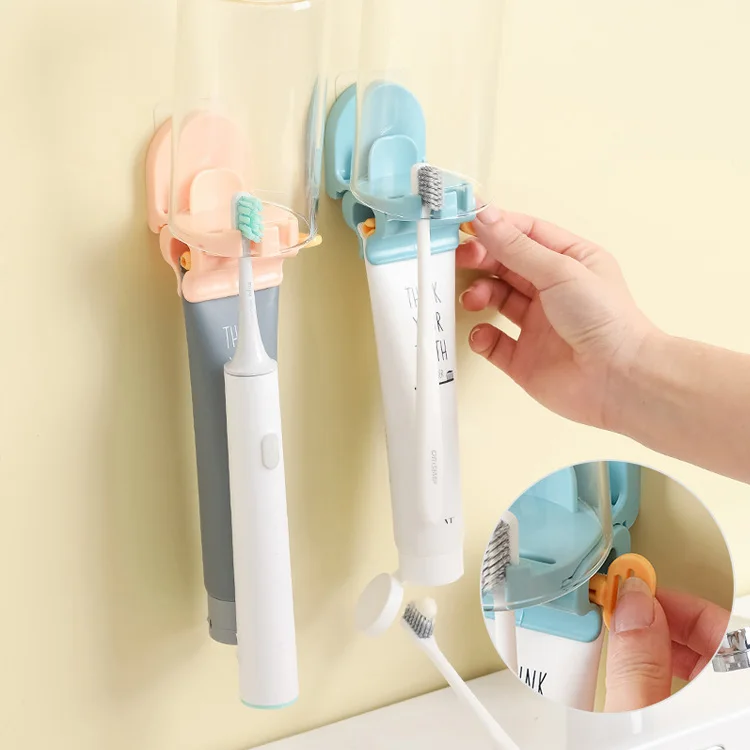 

Bathroom Accessories Toothbrush Holder Automatic Toothpaste Squeezing Device Set Punch-free Toothpaste Squeezing Toothbrush Rack