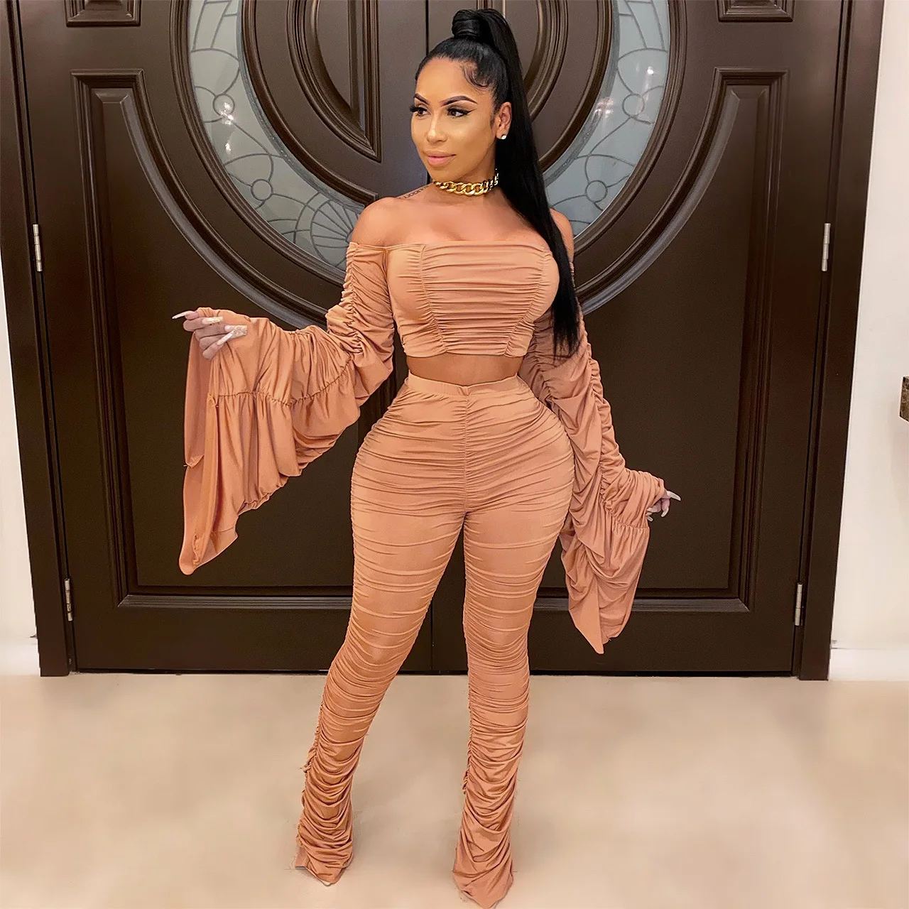 

Autumn New Listing Sport Style women sportswear set 2 Piece Set Crop Top Women Jumpsuits And Rompers, Picuture color