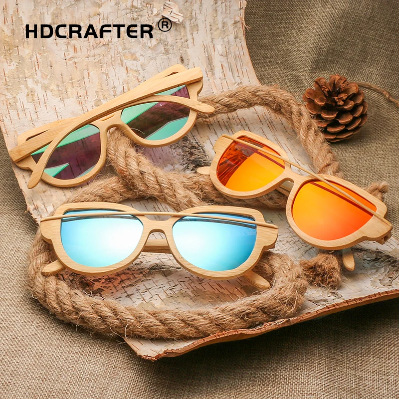 

Fashion HDCRAFTER color Polarized bamboo uv400 sunglasses for women natural factory customize logo OEM wood men eyewear, 6colors