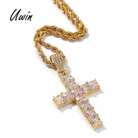 

Iced Out Baguette Cross Pendant Mens Women Gothic Charm Square CZ Hip Hop Cross Bling Pendant