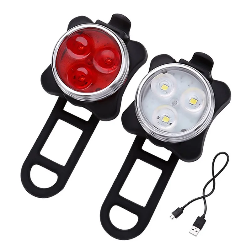 

Bicycle warning light set bike front rear light set rechargeable taillight tail light for bike, Red taillight / white headlight