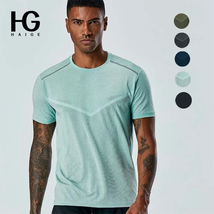 

Wholesale New Design Men Workout Clothing Polyester Spandex Muscle Gym Active T-shirt Muscle Fit Tee Men Fitness Sports T Shirt