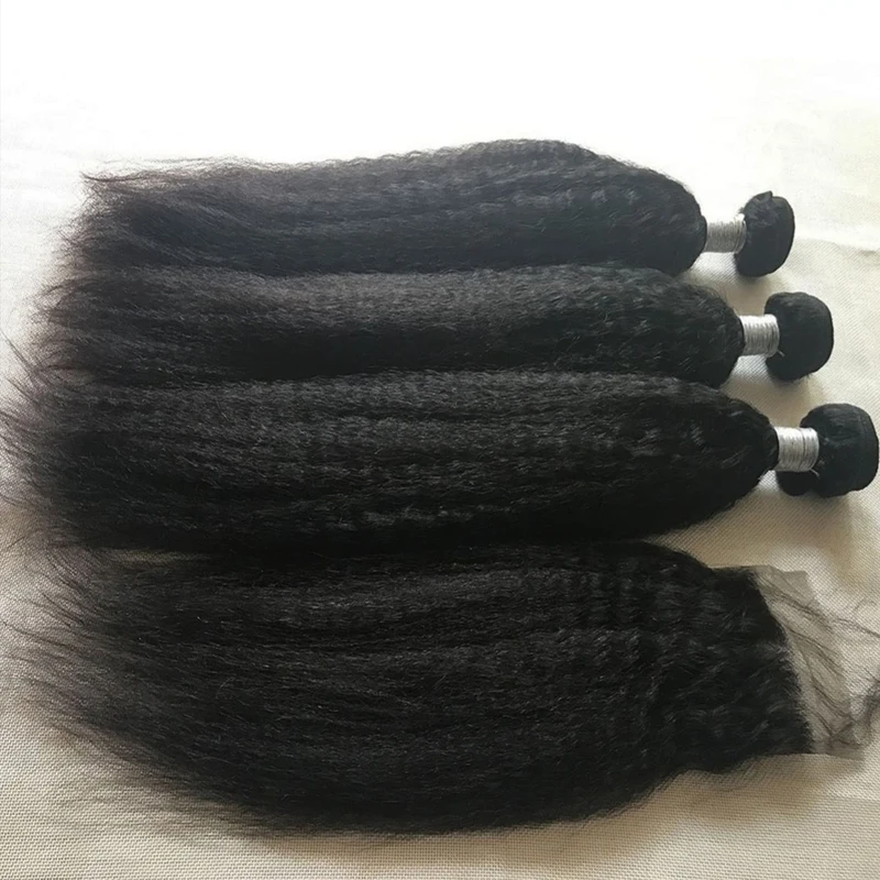 

Kinky Straight 8-40 Inch 100% Unprocessed Brazilian Hair Bundles With Closures Frontals Cheap Virgin Human Hair Weave
