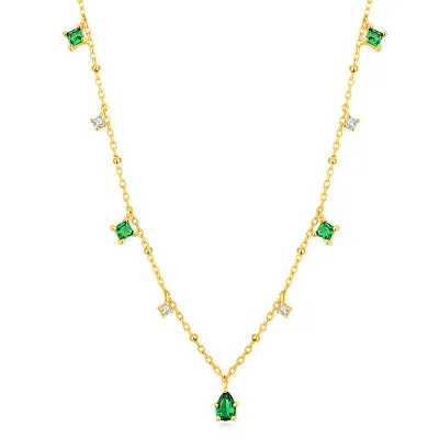 

Bohemia style emerald green cz stone choker charm necklace gold plated gorgeous women fashion jewelry 2020, Photo