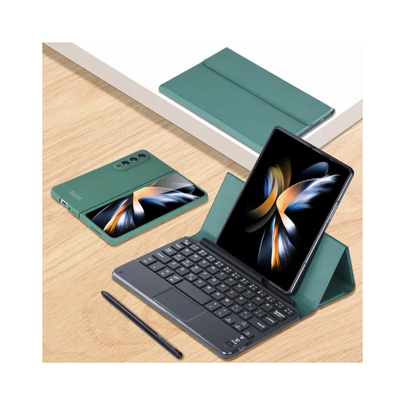 

Dropshipping For Samsung Galaxy Z Fold4 GKK Magnetic Folding Leather Case Detachable Wireless Keyboard With Touch Pen