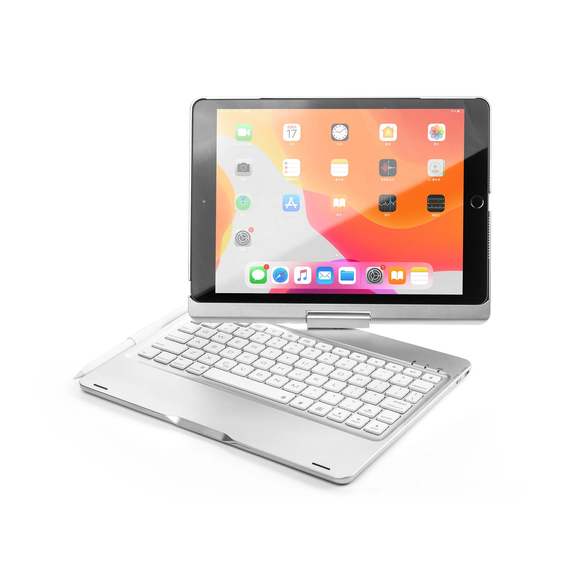 

For iPad 8 Tablet Case 10.2 wireless keyboard with colorful backlight can rotate 360 degrees can be customized For various langu