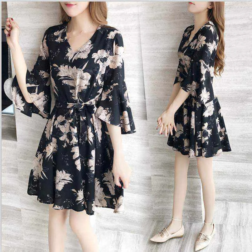 

New floral dress female summer dress summer new style women's dress fashion student Korean version thin fashion