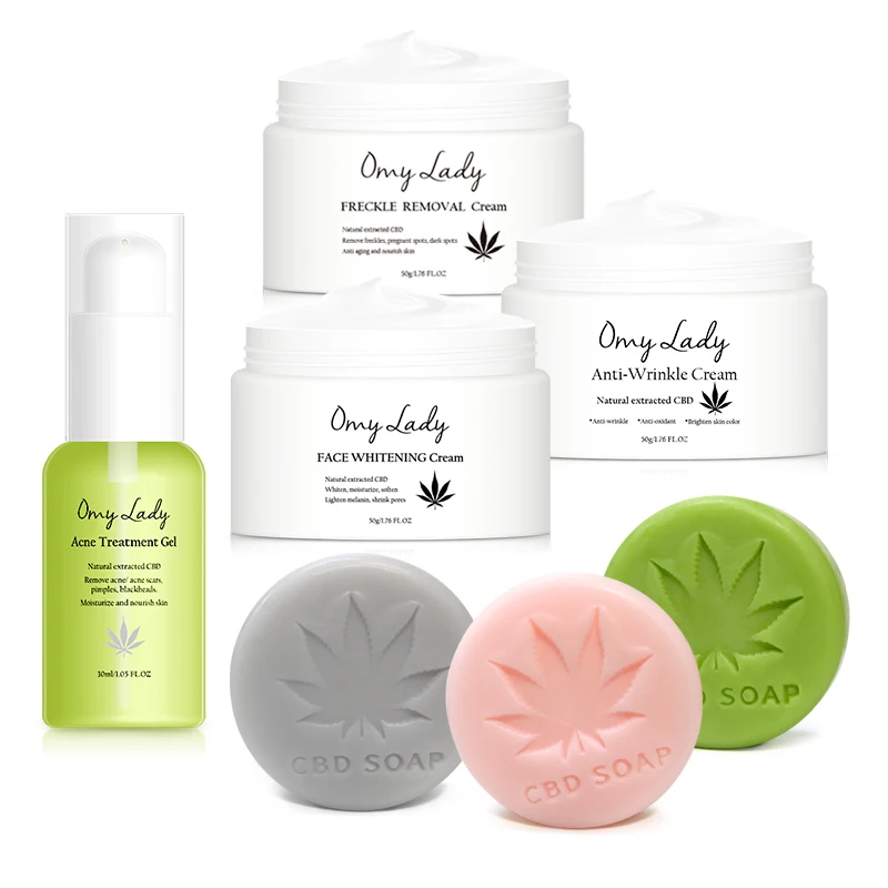

Customized omy lady natural organic CBD products face skin care makeup sets