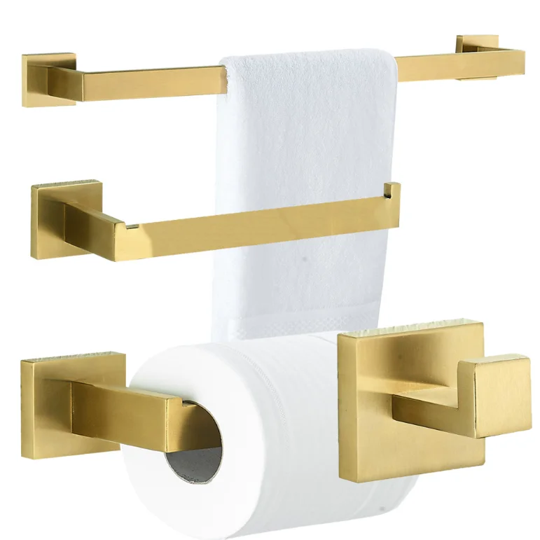 

Brushed Gold Bathroom Hardware Set Bathroom Accessories Kit Wall Mounted Bath Accessories Set