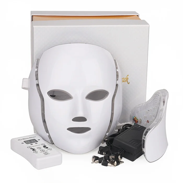 Best Quality PDT Photon Facial And Neck Skin Care Light Beauty Therapy 7 Color LED Face Mask