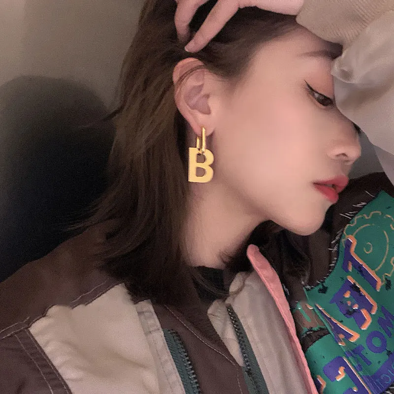 

Factory wholesale Gift Fashion Designer Jewelry Popular Brands Stainless Steel Letter B Hoop Earrings 18k Gold Filled Ear Rings