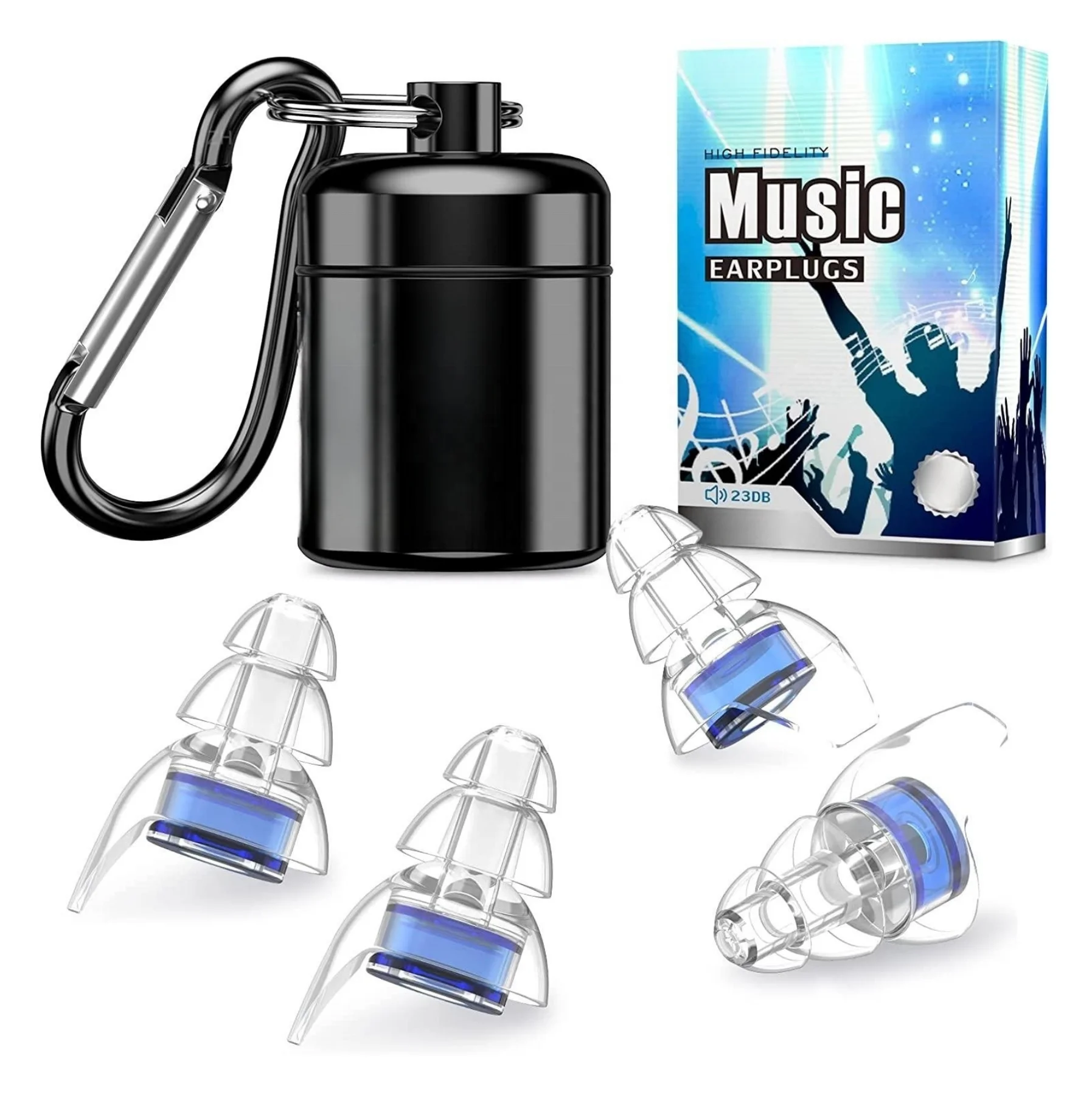 High Fidelity Silicone Earplugs Reusable Soundproof and Noise Reduction Hearing Protection for Musicians Concerts Live Events