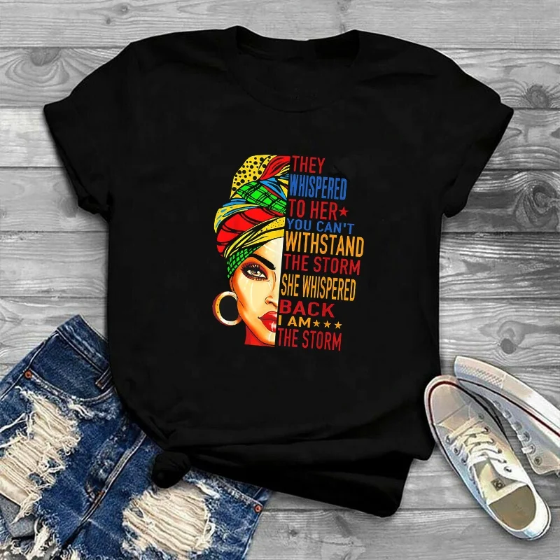 
Woman Black Queen Melanin Queen t shirt Women Tops African Black Melanin Female T-shirt 