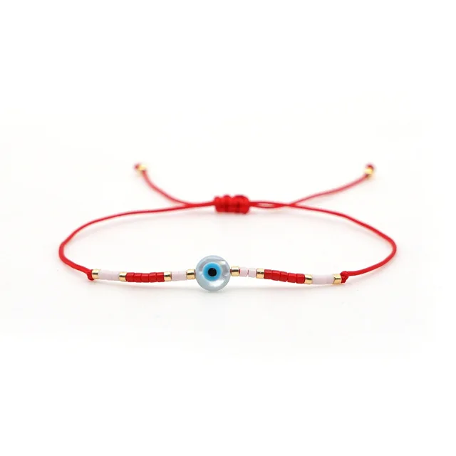 

New Arrival Creative Red Blue Cotton Rope Colorful MIYUKI Beads Acrylic Evil Eyes Handmade Braided Bracelet For Women, Multi-colors