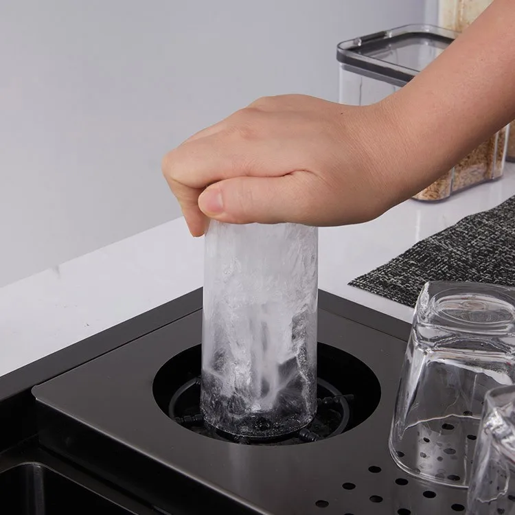 black-inset-kitchen-sink-model-13-glass-rinser-station-cup-inserted-pressure-spray-active