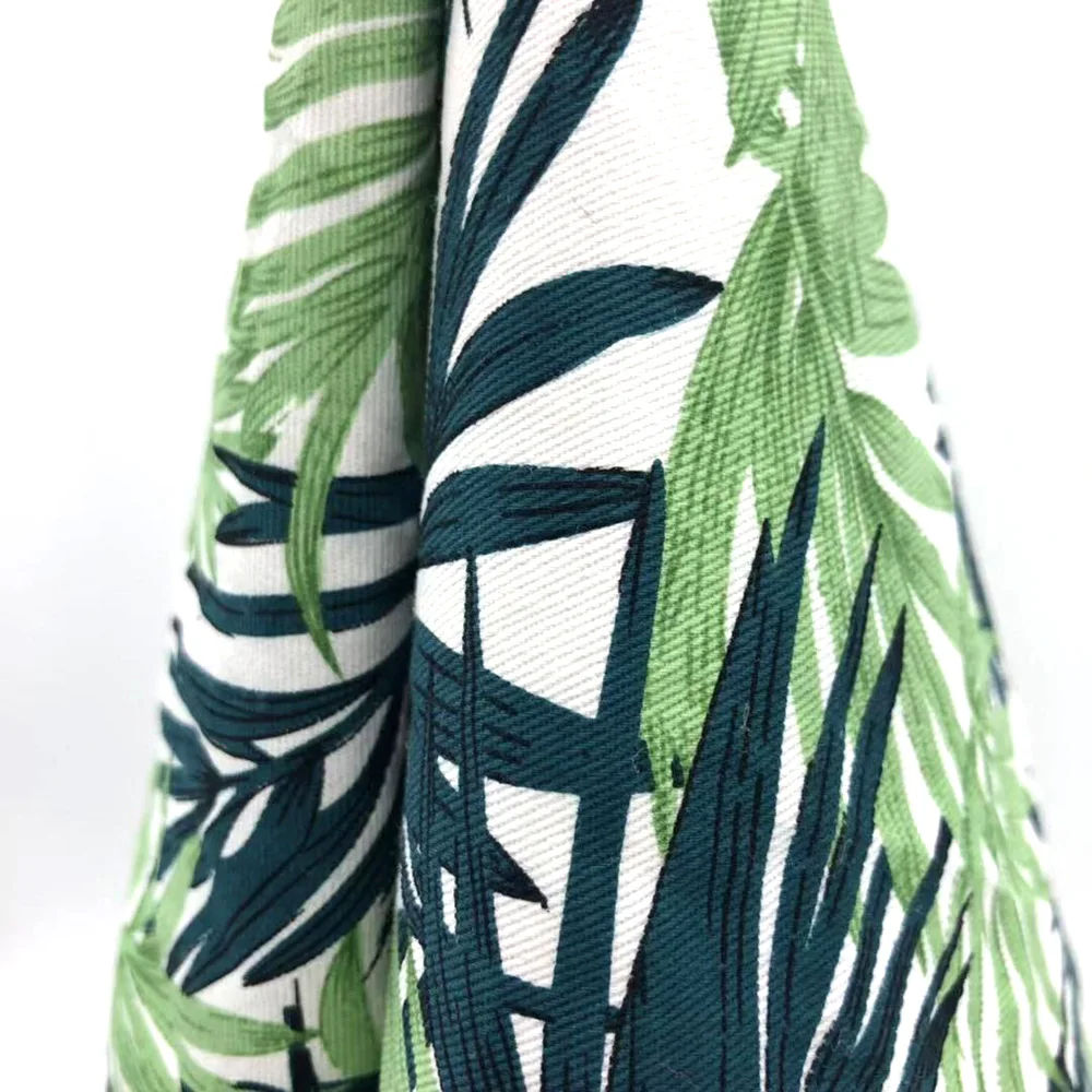 
100% cotton printed fabric palm tree large leaf poplin printed fabric beach pants fabric American market 