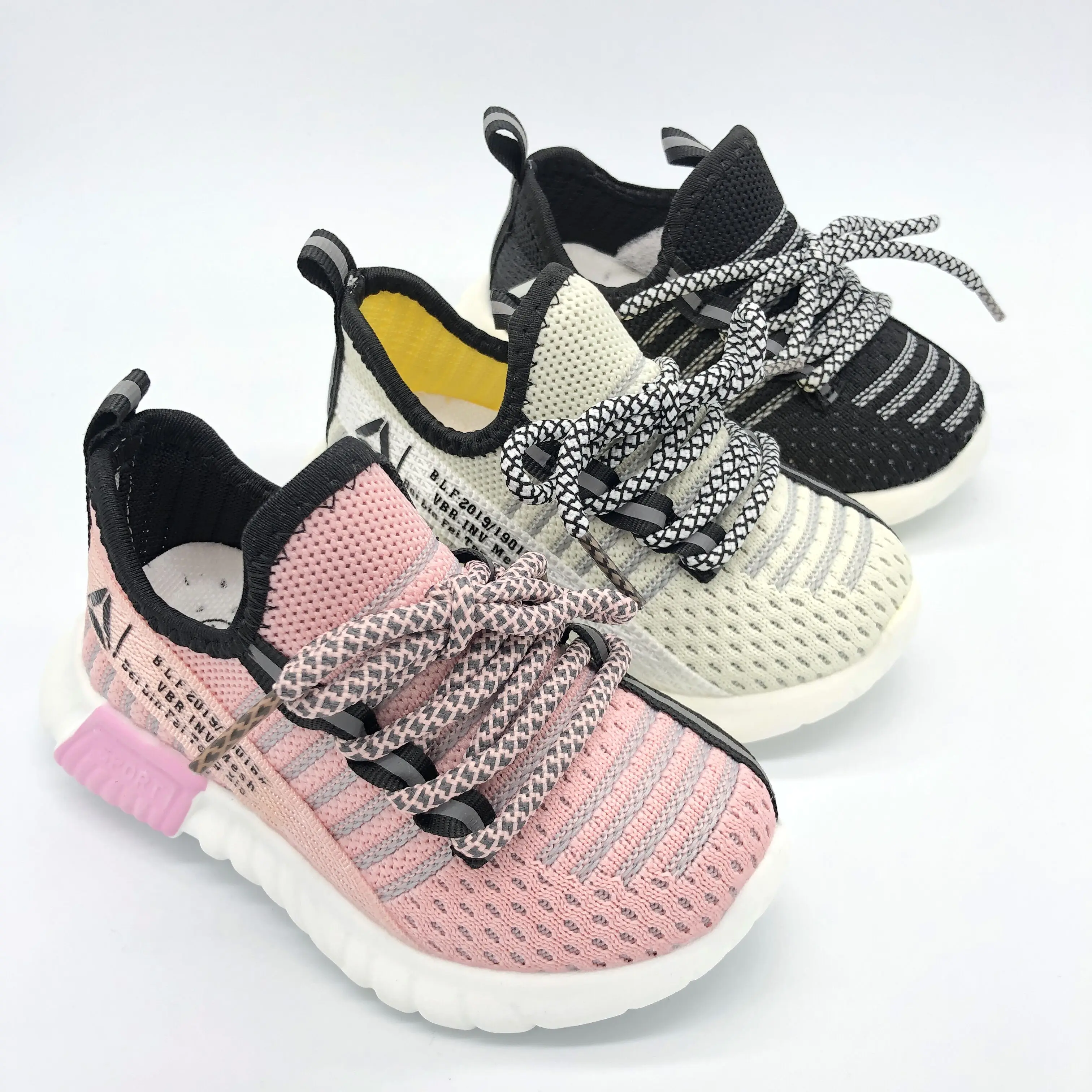 

Baby Trail China Guangzhou Wholesale Platform Mesh material Breathable Sneaker Knitted Shoes, Black pink white