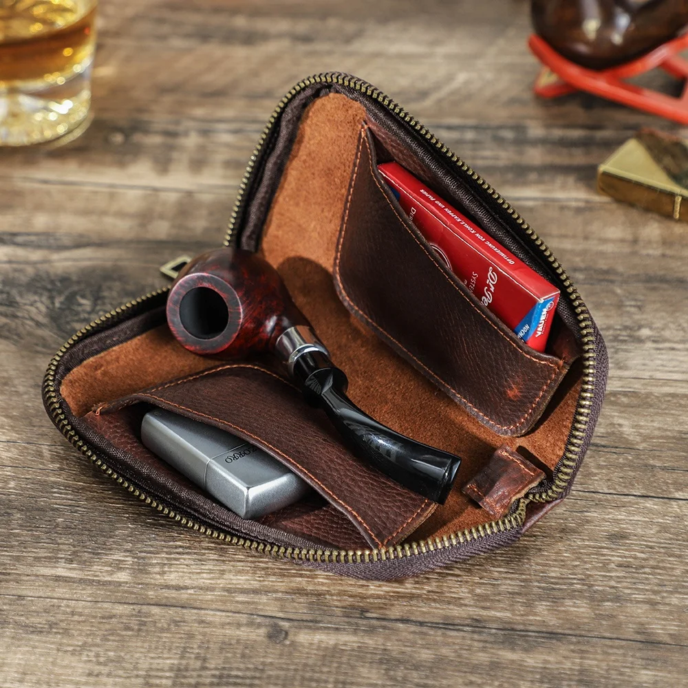 

Genuine Leather Smoking Pipes Storage Holder Pouch Case Bag For Tobacco Pipe Travel