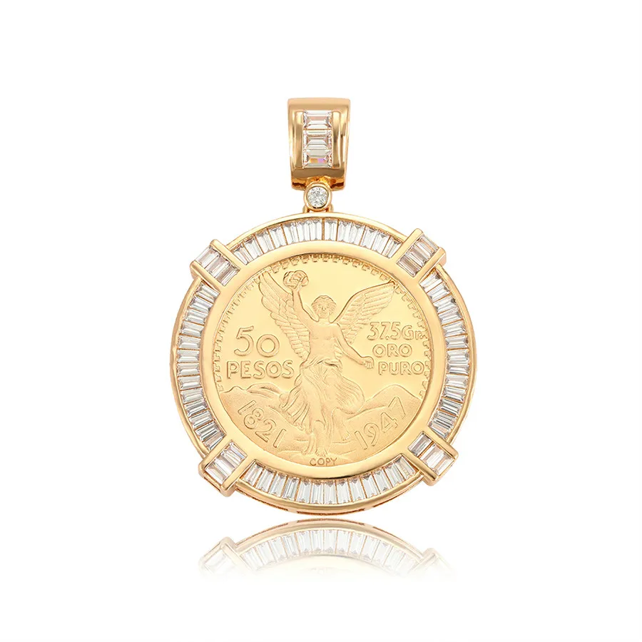 

33066 xuping jewelry Simple gold pendant designs diamond pendant 50 Peso Mexican Coin18k gold color Pendant