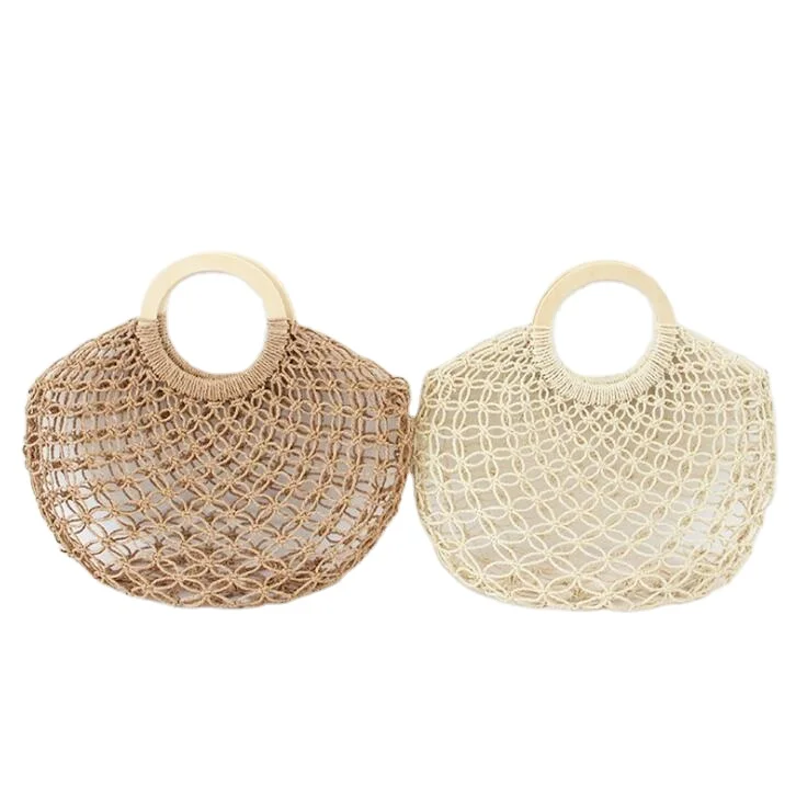 

Fashion Popular Crochet Beach Bag Mesh Rope Hollow Straw Beach Bag Net Shoulder Bag